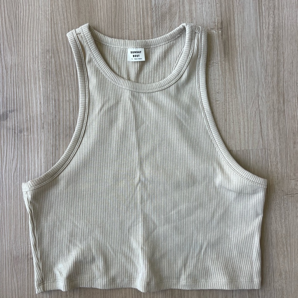 Sunday Best Beige Ribbed Tank Top